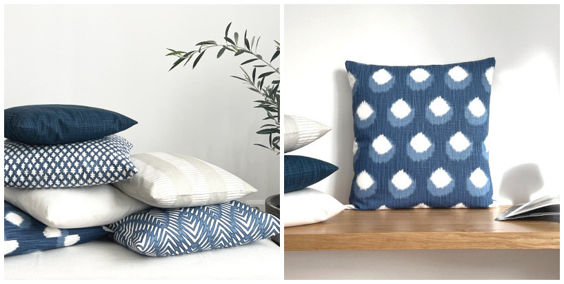 Kissenbezuege in maritimen Farben blau und weiß