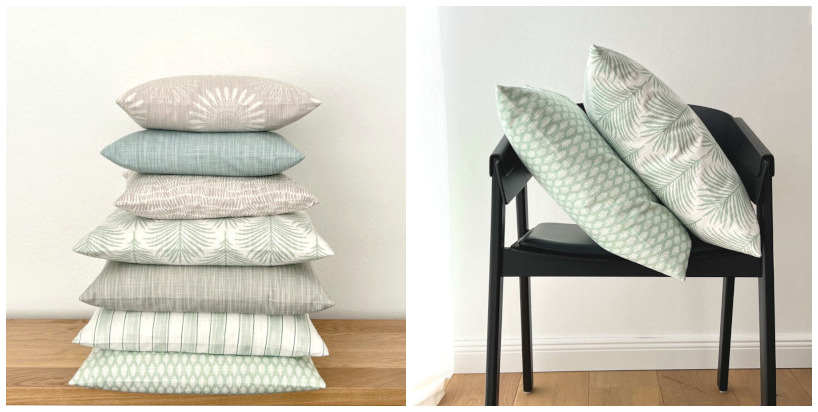 Kissenbezuege in pastell wie blau, rosa, blassgrün geben einen besonderen Charakter