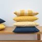Preview: Kissenbezug Flame blau gelb einfarbig Leinenstruktur Landhaus skandinavisch