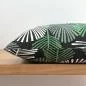Preview: Kissenbezug Rainfor schwarz grün weiß mit Blattprint